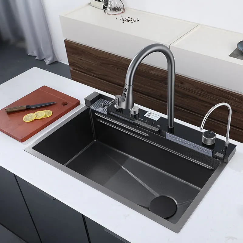 Lavy Multifunctional Kitchen Sink with Digital Display and Waterfall Design 5